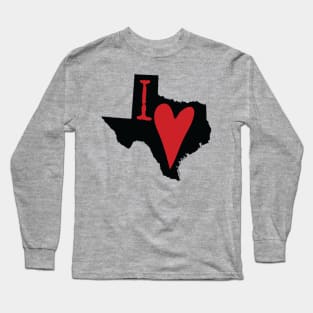 I Heart Texas, I Love Texas - Black and Red Long Sleeve T-Shirt